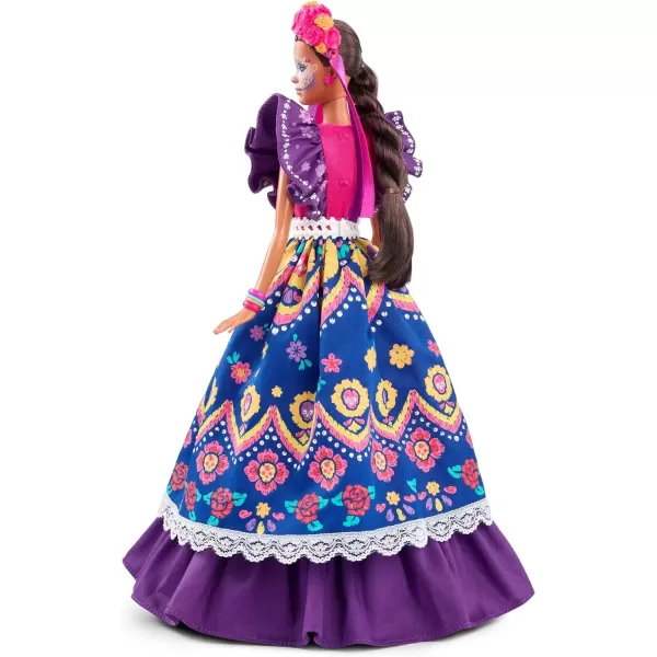 Barbie 2022 Da De Muertos Doll Wearing Traditional Ruffled Dress Flower Crown amp Calavera Face Paint For CollectorsBarbie 2022 Da De Muertos Doll Wearing Traditional Ruffled Dress Flower Crown amp Calavera Face Paint For Collectors