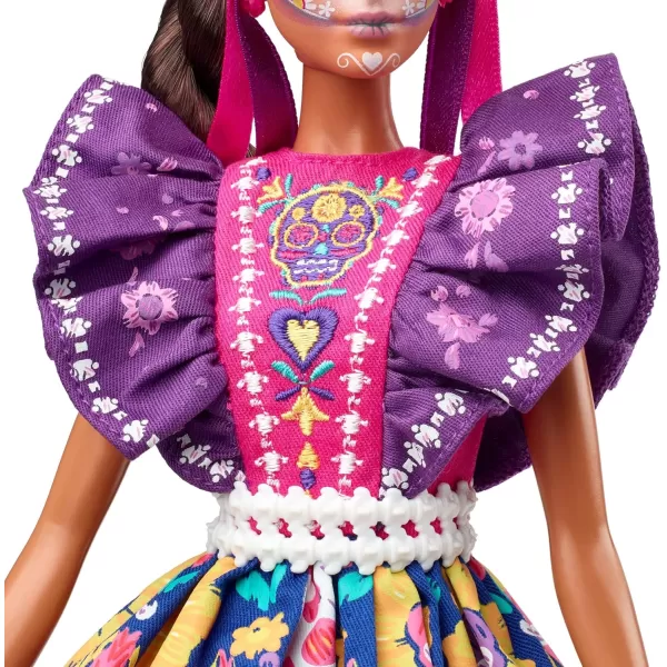 Barbie 2022 Da De Muertos Doll Wearing Traditional Ruffled Dress Flower Crown amp Calavera Face Paint For CollectorsBarbie 2022 Da De Muertos Doll Wearing Traditional Ruffled Dress Flower Crown amp Calavera Face Paint For Collectors