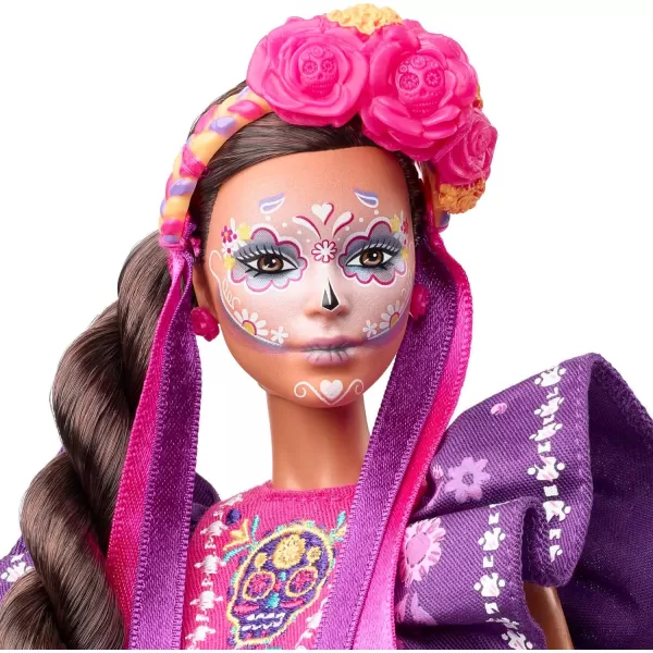 Barbie 2022 Da De Muertos Doll Wearing Traditional Ruffled Dress Flower Crown amp Calavera Face Paint For CollectorsBarbie 2022 Da De Muertos Doll Wearing Traditional Ruffled Dress Flower Crown amp Calavera Face Paint For Collectors