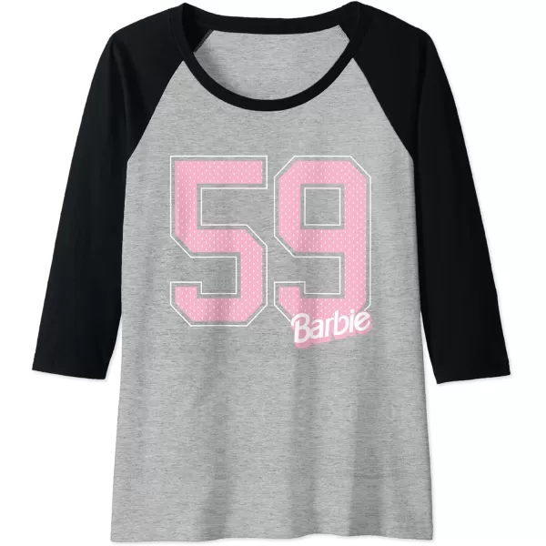 Barbie 59 Raglan Baseball TeeBlackAthletic Heather