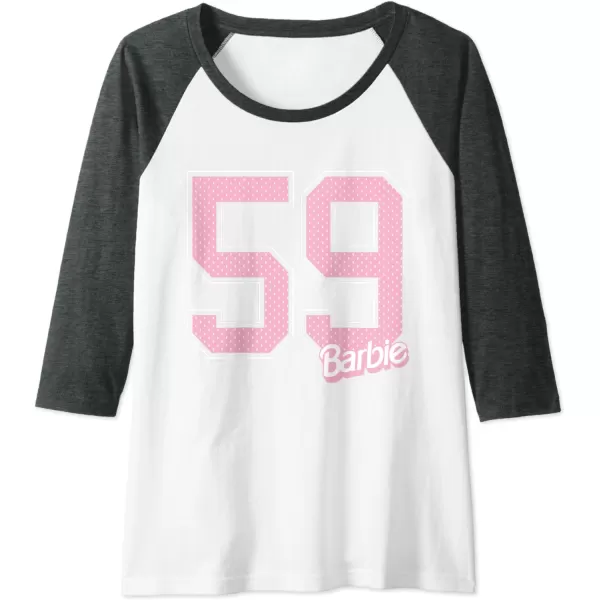 Barbie 59 Raglan Baseball TeeDark Heather GreyWhite