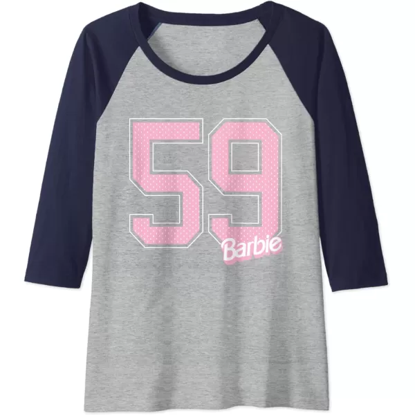 Barbie 59 Raglan Baseball TeeNavy BlueAthletic Heather