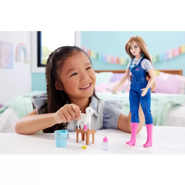 Barbie 65th Anniversary Doll  10 Accessories Farm Veterinarian Set with Blonde Vet Doll Lamb with Moving Ears  MoreFarm Vet
