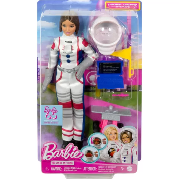 Barbie 65th Anniversary Doll amp 10 Accessories Astronaut Set with Brunette Doll Rolling Rover Space Helmet with Flipping Shield amp MoreAstronaut