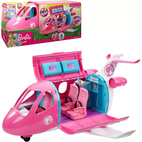 Barbie Airplane Playset Dreamplane with 15 Accessories Including Puppy Snack Cart Reclining Seats and More Amazon ExclusiveDreamPlane