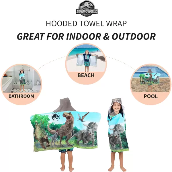 Barbie BathPoolBeach Soft Cotton Terry Hooded Towel Wrap 24 in x 50 in By Franco Kids24 in x 50 in Jurassic World