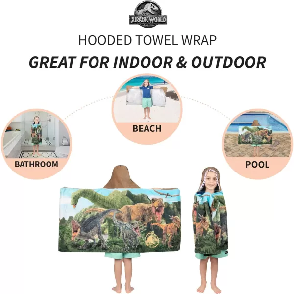 Barbie BathPoolBeach Soft Cotton Terry Hooded Towel Wrap 24 in x 50 in By Franco Kids24 in x 50 in Jurassic World Dominion