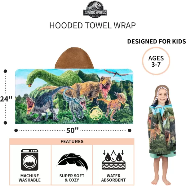 Barbie BathPoolBeach Soft Cotton Terry Hooded Towel Wrap 24 in x 50 in By Franco Kids24 in x 50 in Jurassic World Dominion