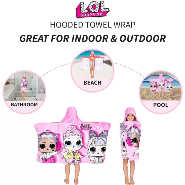 Barbie BathPoolBeach Soft Cotton Terry Hooded Towel Wrap 24 in x 50 in By Franco Kids24 in x 50 in Lol Surprise