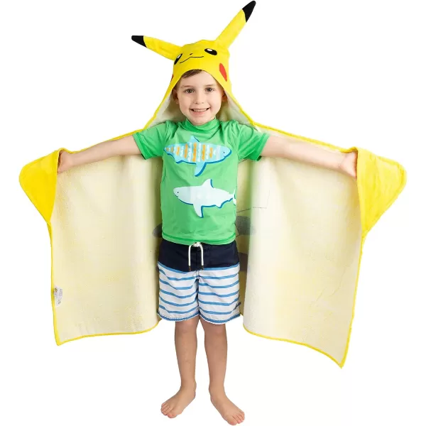 Barbie BathPoolBeach Soft Cotton Terry Hooded Towel Wrap 24 in x 50 in By Franco Kids24 in x 50 in Pokemon Pikachu