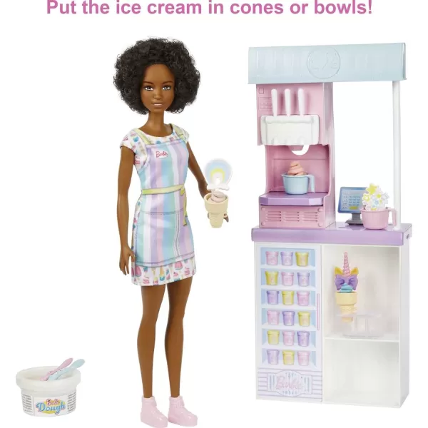 Barbie Careers Doll amp Accessories Ice Cream Shop Playset with Blonde Doll Ice Cream Machine Molds Dough amp MoreBrunette Multicolor