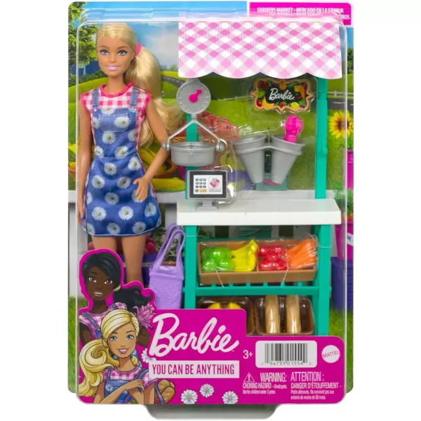 Barbie Careers Doll amp Playset Farmers Market Theme with Brunette Fashion Doll Furniture amp AccessoriesBlonde Multicolor