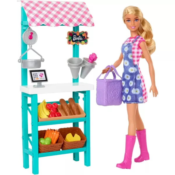 Barbie Careers Doll amp Playset Farmers Market Theme with Brunette Fashion Doll Furniture amp AccessoriesBlonde Multicolor