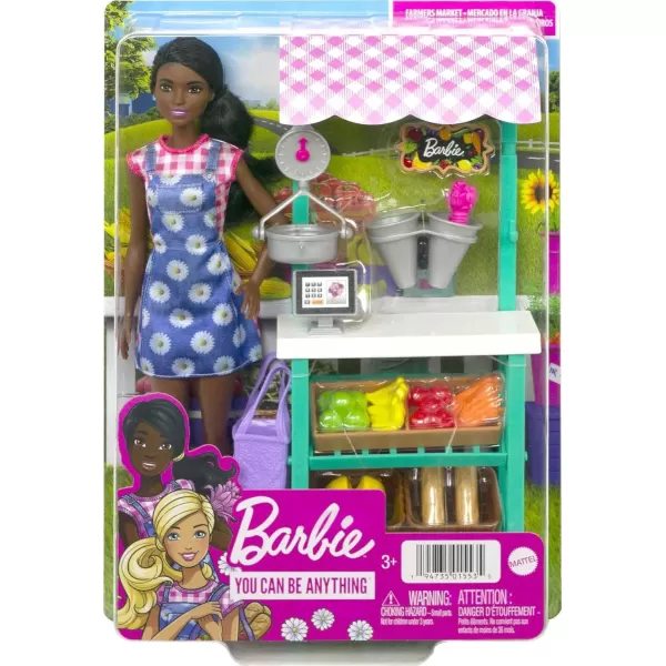 Barbie Careers Doll amp Playset Farmers Market Theme with Brunette Fashion Doll Furniture amp AccessoriesBrunette Multicolor