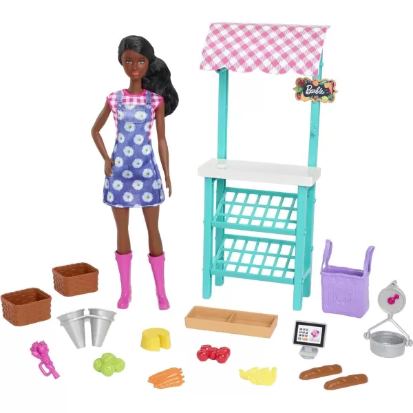 Barbie Careers Doll amp Playset Farmers Market Theme with Brunette Fashion Doll Furniture amp AccessoriesBrunette Multicolor