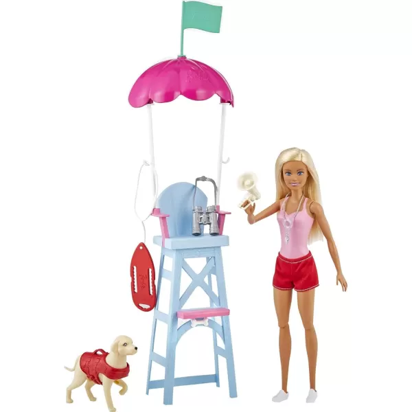 Barbie Careers Doll amp Playset Lifeguard Theme with Blonde Fashion Doll 1 Dog Figure Furniture amp AccessoriesBarbie Careers Doll amp Playset Lifeguard Theme with Blonde Fashion Doll 1 Dog Figure Furniture amp Accessories