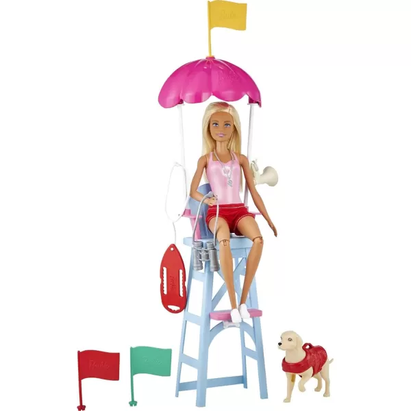 Barbie Careers Doll amp Playset Lifeguard Theme with Blonde Fashion Doll 1 Dog Figure Furniture amp AccessoriesBarbie Careers Doll amp Playset Lifeguard Theme with Blonde Fashion Doll 1 Dog Figure Furniture amp Accessories