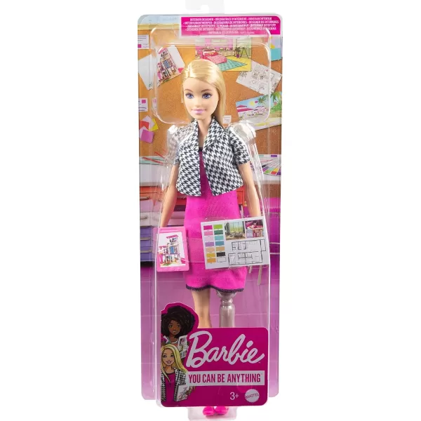 Barbie Careers Fashion Doll ampamp Accessories Pastry Chef Wearing Removable Baking Outfit with Hat ampamp Cake SliceInterior Designer