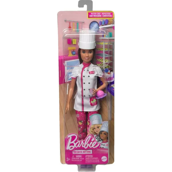 Barbie Careers Fashion Doll ampamp Accessories Pastry Chef Wearing Removable Baking Outfit with Hat ampamp Cake SlicePastry Chef