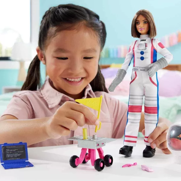 Barbie Careers Playset 65th Anniversary Astronaut Set with Brunette Doll ampamp 10 Accessories Including Rolling Rover ampamp Space Helmet with Flipping ShieldAstronaut