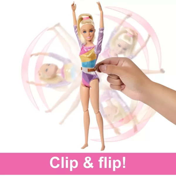 Barbie Careers Playset Gymnastics Set with Brunette Gymnast Fashion Doll CClip for Flipping Action Balance Beam WarmUp Suit ampamp AccessoriesBlonde