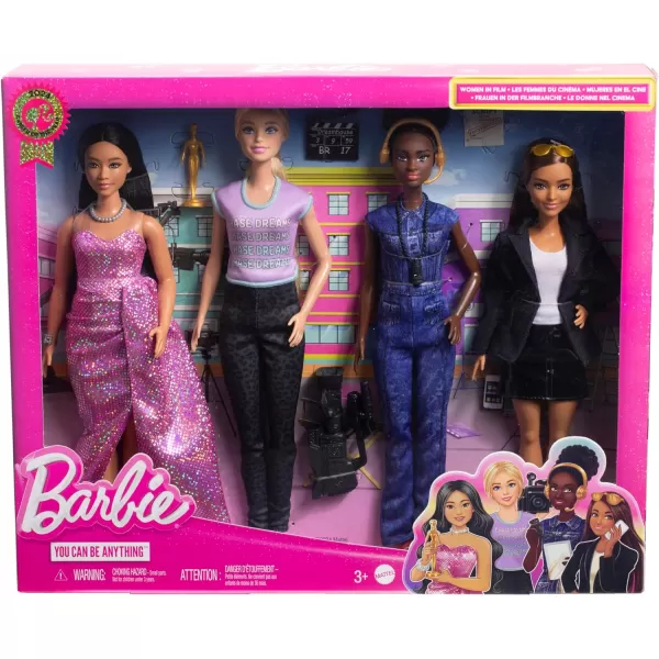 Barbie Careers Set of 4 Dolls amp Accessories Women in Film with Studio Executive Director Cinematographer amp Movie Star in Removable LooksBarbie Careers Set of 4 Dolls amp Accessories Women in Film with Studio Executive Director Cinematographer amp Movie Star in Removable Looks