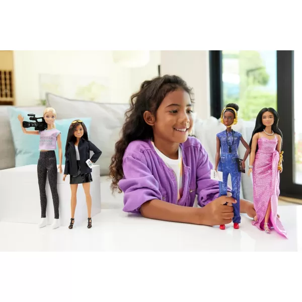 Barbie Careers Set of 4 Dolls amp Accessories Women in Film with Studio Executive Director Cinematographer amp Movie Star in Removable LooksBarbie Careers Set of 4 Dolls amp Accessories Women in Film with Studio Executive Director Cinematographer amp Movie Star in Removable Looks