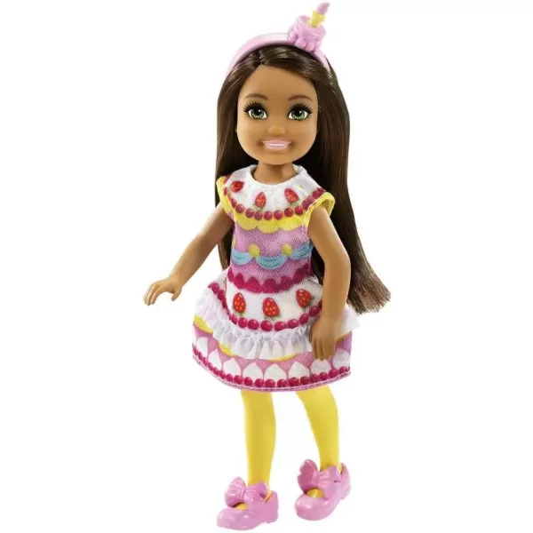 Barbie Chelsea Doll 6Inch Brunette Doll with Sun Headband Rainbow Outfit Pet Kitten Charm Keychain amp AccessoriesCharm Pink