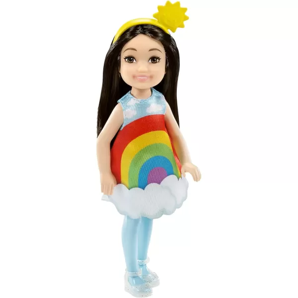 Barbie Chelsea Doll 6Inch Brunette Doll with Sun Headband Rainbow Outfit Pet Kitten Charm Keychain amp AccessoriesModern Rainbow