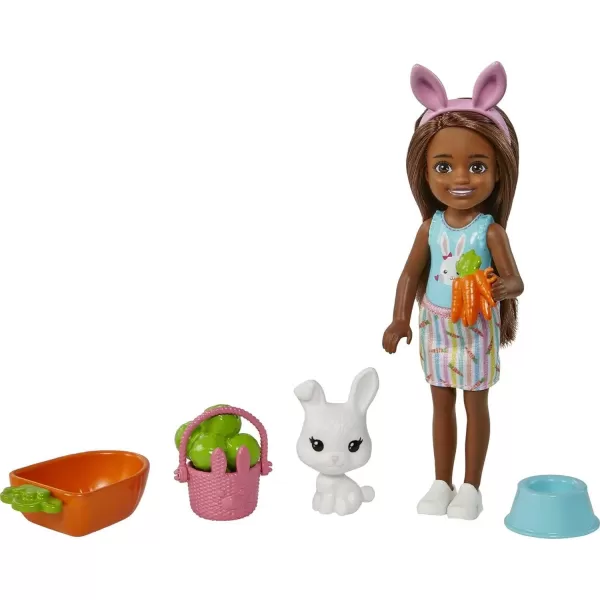 Barbie Chelsea Doll Brunette with Pet Bunny amp Storytelling Accessories Including Pet Bed Bunny Treats amp More Toy for 3 Year Olds amp UpBrunette Multicolor