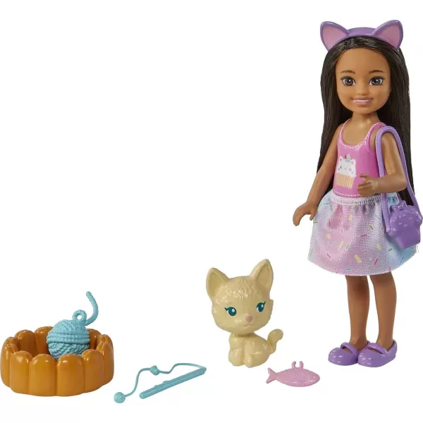 Barbie Chelsea Doll Brunette with Pet Kitten amp Storytelling Accessories Including Pet Bed Cat Toys amp More Toy for 3 Year Olds amp UpBrunette1 Multicolor