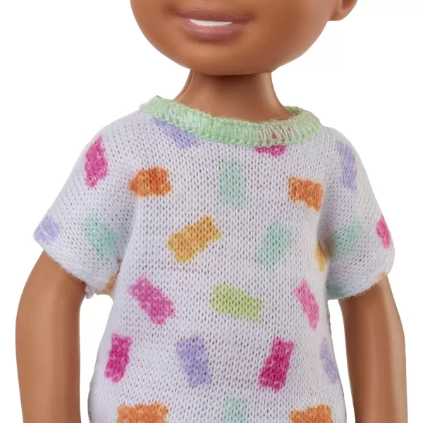 Barbie Chelsea Doll Small Boy Doll with Brown Hair amp Blue Eyes Wearing Gummy Bear TShirt Shorts amp ShoesGummy Bear