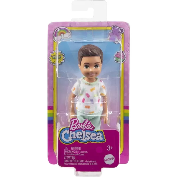 Barbie Chelsea Doll Small Boy Doll with Brown Hair amp Blue Eyes Wearing Gummy Bear TShirt Shorts amp ShoesGummy Bear