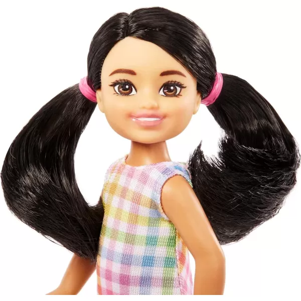 Barbie Chelsea Doll Small Boy Doll with Brown Hair amp Blue Eyes Wearing Gummy Bear TShirt Shorts amp ShoesRainbow Plaid