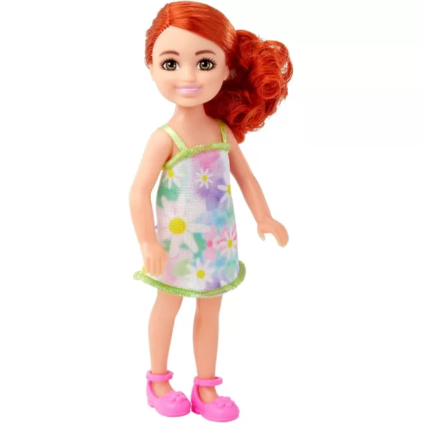 Barbie Chelsea Doll Small Boy Doll with Brown Hair amp Blue Eyes Wearing Gummy Bear TShirt Shorts amp ShoesRed Hair Flower Dress