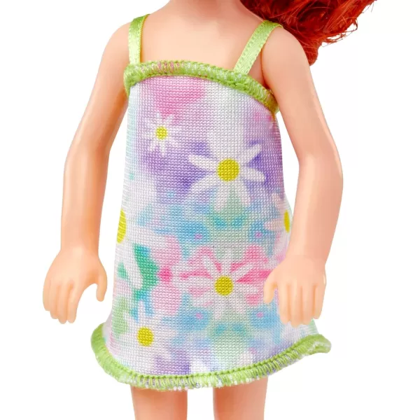 Barbie Chelsea Doll Small Boy Doll with Brown Hair amp Blue Eyes Wearing Gummy Bear TShirt Shorts amp ShoesRed Hair Flower Dress