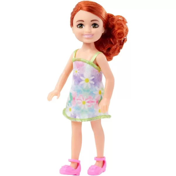 Barbie Chelsea Doll Small Boy Doll with Brown Hair amp Blue Eyes Wearing Gummy Bear TShirt Shorts amp ShoesRed Hair Flower Dress