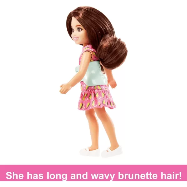 Barbie Chelsea Doll Small Doll with Brace for Scoliosis Spine Curvature Brunette Wearing Pink Lightning Bolt DressBarbie Chelsea Doll Small Doll with Brace for Scoliosis Spine Curvature Brunette Wearing Pink Lightning Bolt Dress