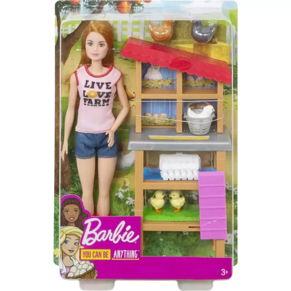 Barbie Chicken Farmer Doll RedHaired and Playset with Henhouse 3 Chickens 2 Chicks and More CareerThemed Toy for 3 to 7 Year Olds Amazon ExclusiveBarbie Chicken Farmer Doll amp Playset