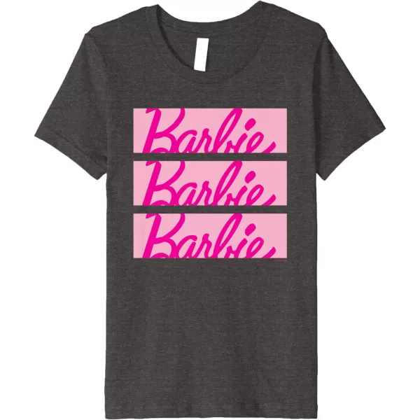 Barbie Classic Multi Logo Premium TShirtDark Heather Grey