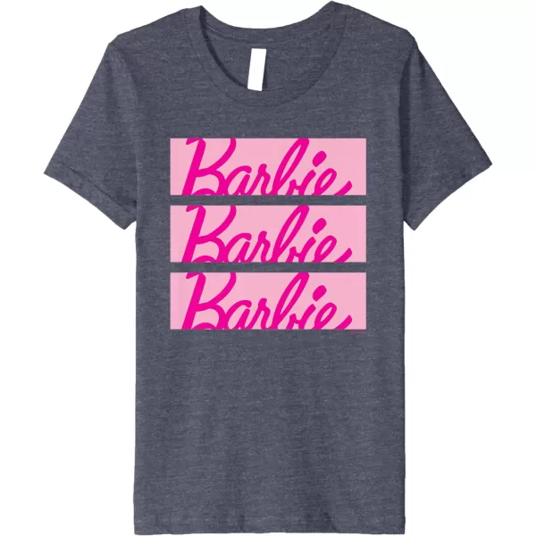 Barbie Classic Multi Logo Premium TShirtHeather Blue