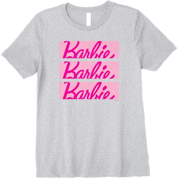 Barbie Classic Multi Logo Premium TShirtHeather Grey