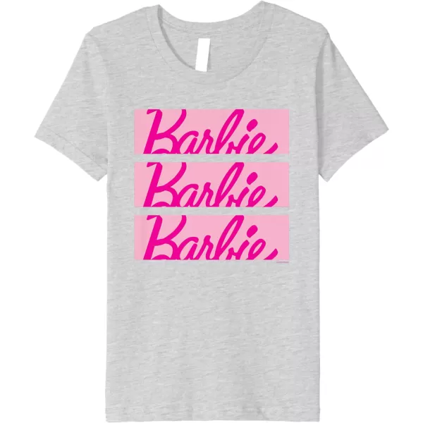 Barbie Classic Multi Logo Premium TShirtHeather Grey