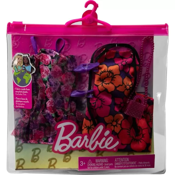 Barbie Clothes Fashion and Accessory 2Pack Dolls 2 Dressy FloralThemed Outfits with Styling Pieces for Complete LooksBarbie Clothes Fashion and Accessory 2Pack Dolls 2 Dressy FloralThemed Outfits with Styling Pieces for Complete Looks