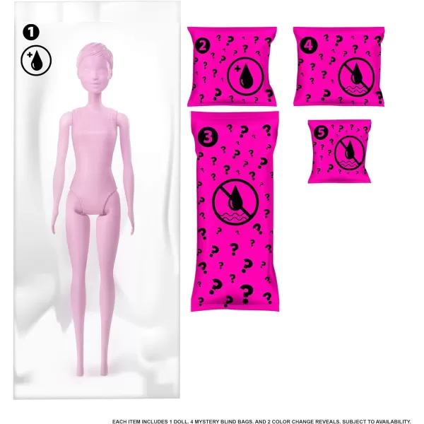 Barbie Color Reveal Doll with 7 Surprises Water Reveals Dolls Look amp Creates Color Change on Face amp Sculpted Hair 4 Mystery Bags Contain Surprise Wig Skirt Shoes amp Sponge AnimalThemedAnimal Series