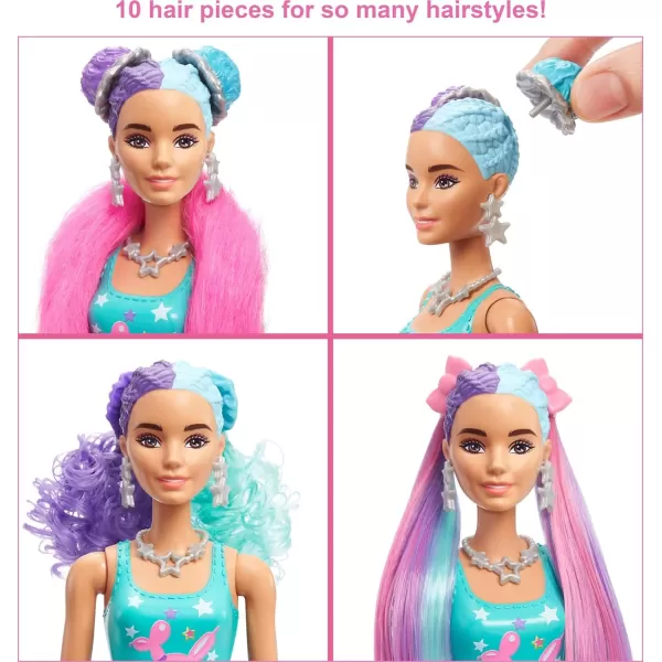 Barbie Color Reveal Glitter Hair Swaps Doll Glittery Pink with 25 Hairstyling amp PartyThemed Surprises Including 10 Plugin Hair Pieces Gift for Kids 3 Years Old amp UpBalloon