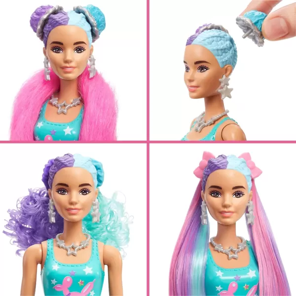 Barbie Color Reveal Glitter Hair Swaps Doll Glittery Pink with 25 Hairstyling amp PartyThemed Surprises Including 10 Plugin Hair Pieces Gift for Kids 3 Years Old amp UpCupcake