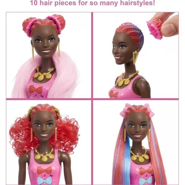 Barbie Color Reveal Glitter Hair Swaps Doll Glittery Pink with 25 Hairstyling amp PartyThemed Surprises Including 10 Plugin Hair Pieces Gift for Kids 3 Years Old amp UpBows