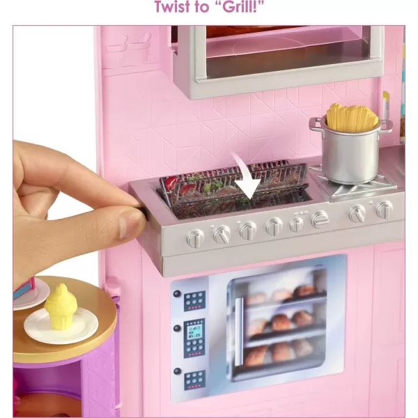 Barbie Cook n Grill Restaurant Playset with Barbie Doll 30 Pieces amp 6 Play Areas Including Kitchen Pizza Oven Grill amp Dining Booth Gift for 3 to 7 Year OldsBarbie Cook n Grill Restaurant Playset with Barbie Doll 30 Pieces amp 6 Play Areas Including Kitchen Pizza Oven Grill amp Dining Booth Gift for 3 to 7 Year Olds