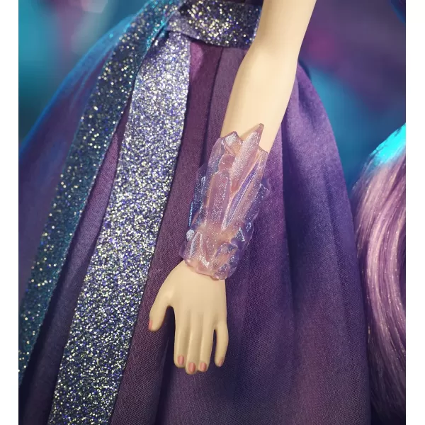 Barbie Crystal Fantasy Collection Amethyst Doll 13in Platinum Hair with Genuine Amethyst Stone Necklace Wearing Gown and Accessories Gift for CollectorsBarbie Crystal Fantasy Collection Amethyst Doll 13in Platinum Hair with Genuine Amethyst Stone Necklace Wearing Gown and Accessories Gift for Collectors